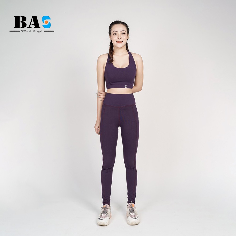 Bộ quần áo tập yoga gym aerobic chuyên nghiệp BAHUNG bra 2 lớp phối legging nâng mông - S40040.