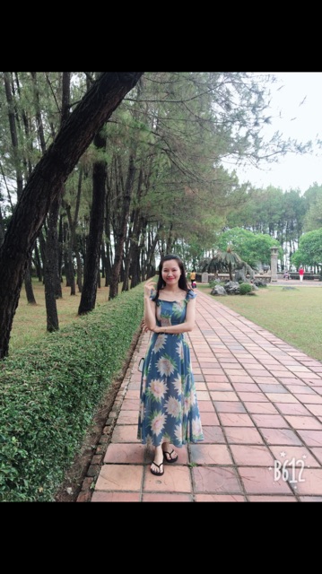 Thanh lí Váy hoa xanh hãng Elise