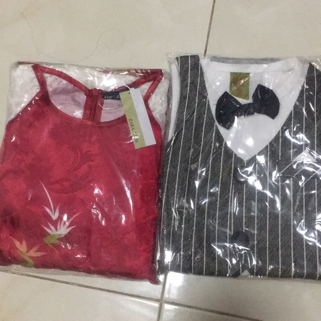 Combo áo dài bé gái + vest nơ bé trai