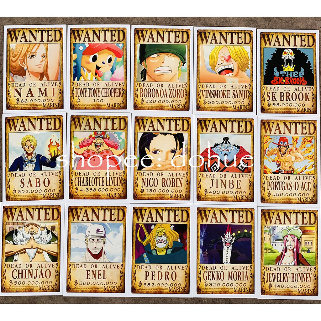 Hộp 100 Thẻ Bài Poster Lệnh Truy Nã One Piece Wanted Marine (100 mẫu)