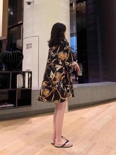 Váy sơ mi lụa xích 2 màu