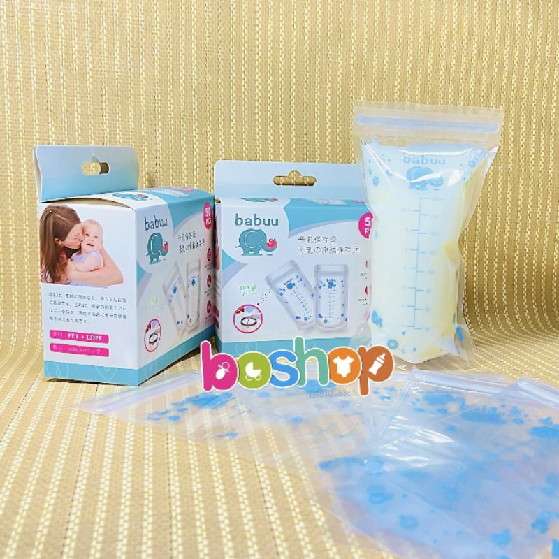 Hộp 50 Túi Trữ Sữa Babuu 250ml Nhật Bản