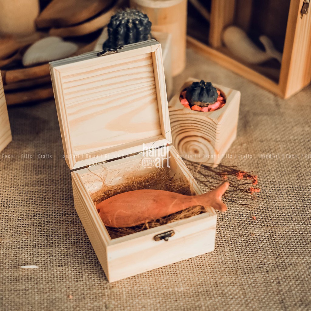 Hộp gỗ vuông đựng đồ trang trí (8x12x12cm) - Gỗ thông giá xưởng ( uy yisn chất lượng)