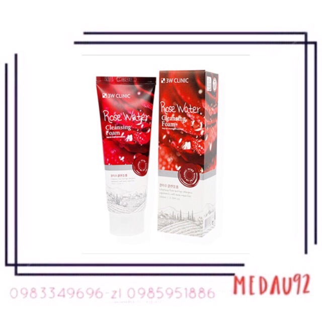 Sữa rửa mặt 3W Clinic Rose Water Cleansing Foam