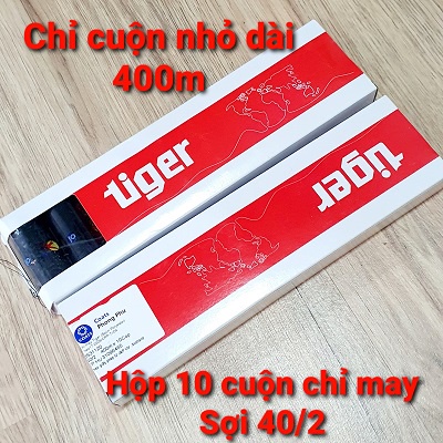 Hộp Gồm 10 Cuộn Chỉ Màu Trắng May Căn Bản Sợi 40/2 Loại Cuộn Dài Cỡ 400m Hàng Chất Lượng Đỉnh