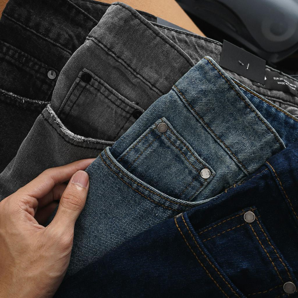 Quần short jean, quần dùi jeans nam chất vải denim form suông Heboz 4M - 00001498