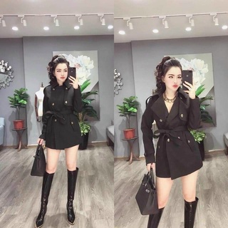Áo măng tô kaki nữ kèm đai 2 lớp
