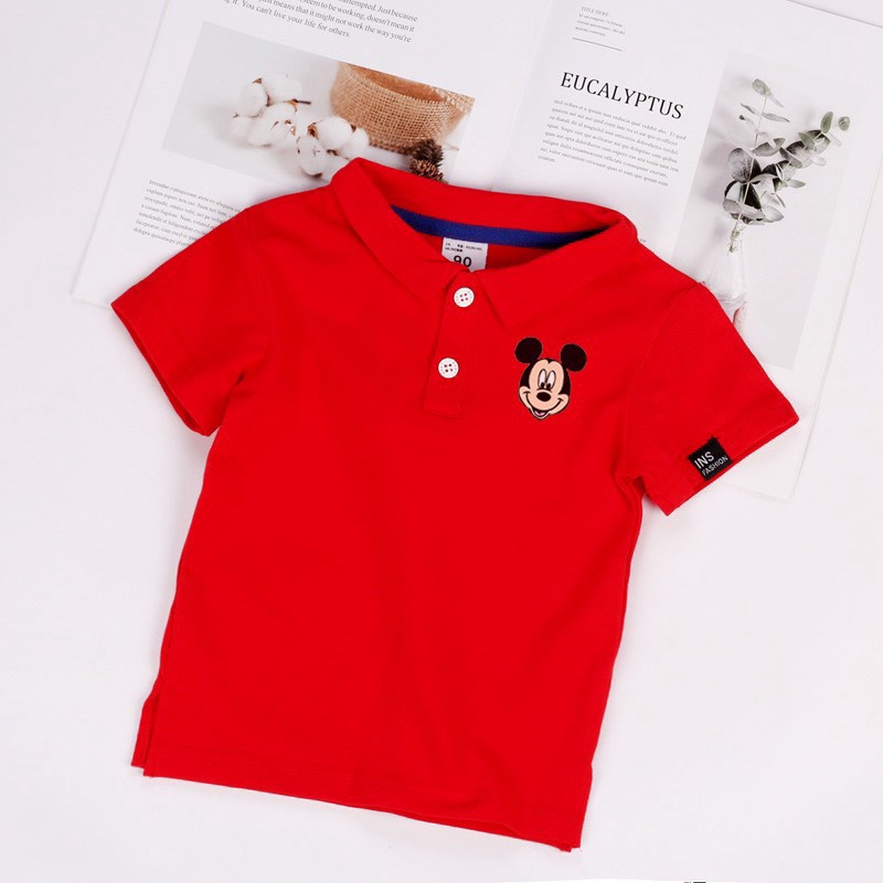 Áo sơ mi bé trai cotton cổ trụ thêu Mickey XHN525