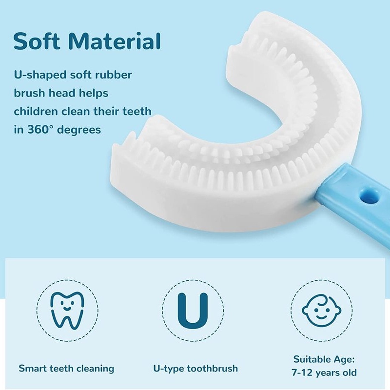 Bàn Chải Đánh Răng Hình Chữ U 360 Độ Bằng Silicon Mềm Cho Bé Sơ Sinh