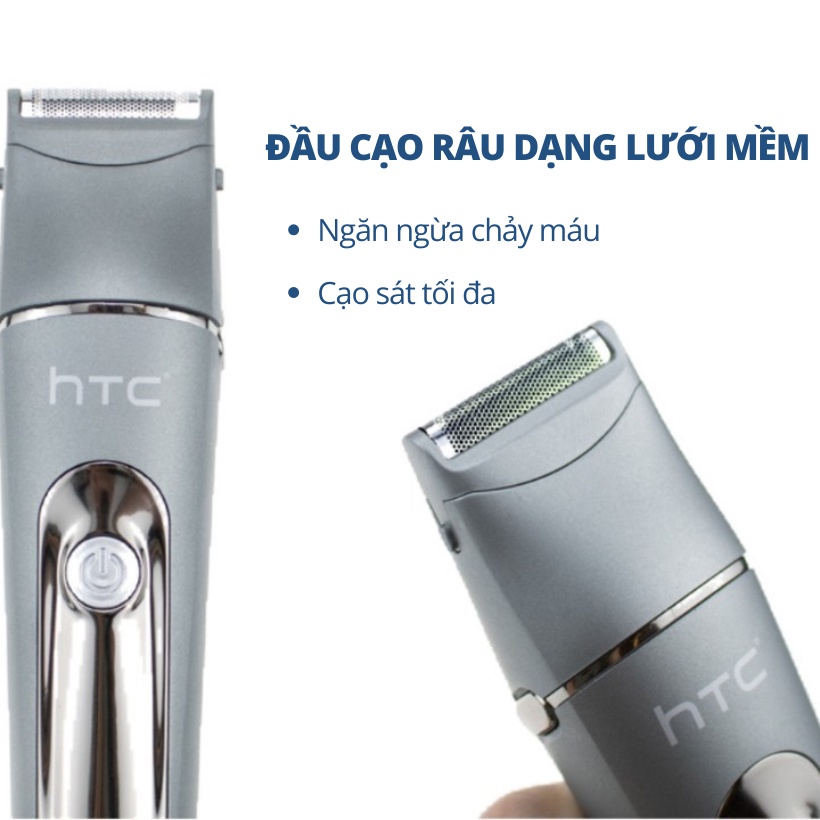 (MỚI 2022) Bộ máy tông đơ 10in1 cắt tóc, cạo râu, tỉa lông mũi đa năng HTC AT1205 AT1206 Il Người lớn trẻ em Flyco tăng