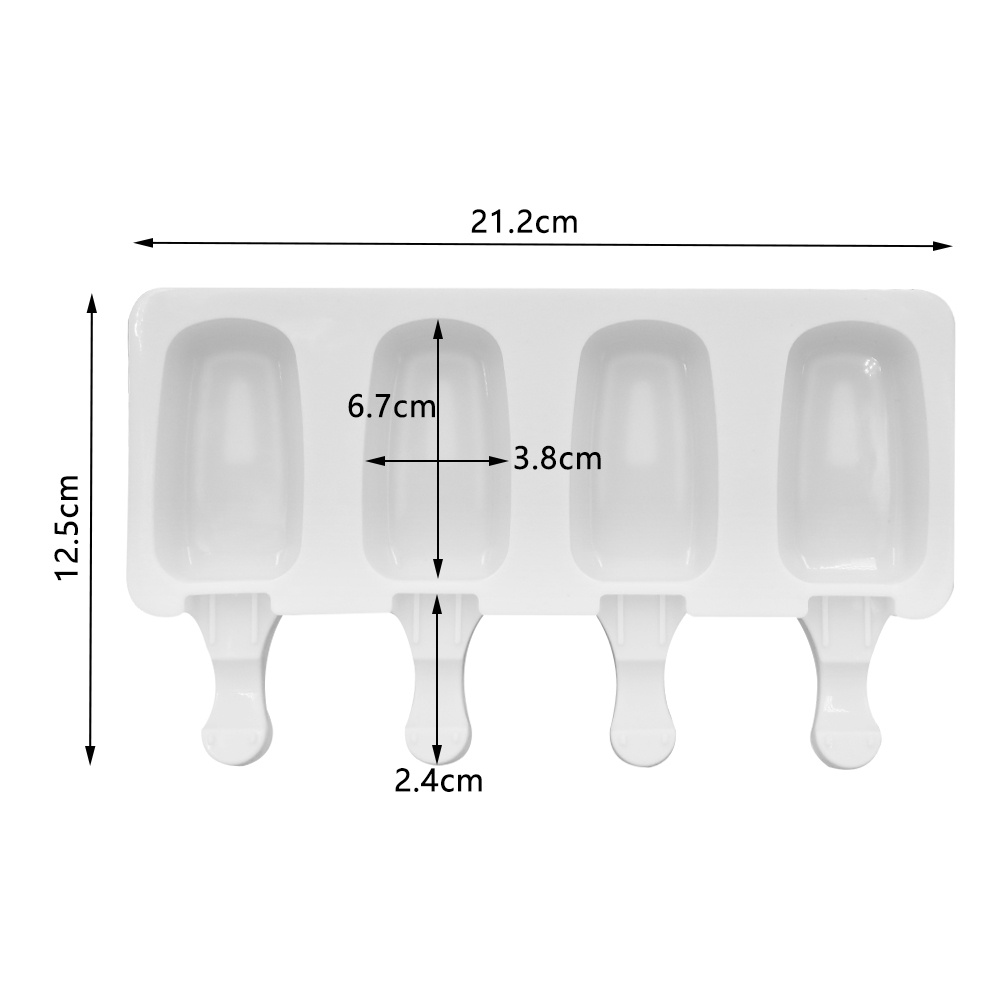 Khuôn Làm Kem Que 4 Ngăn Bằng Silicone