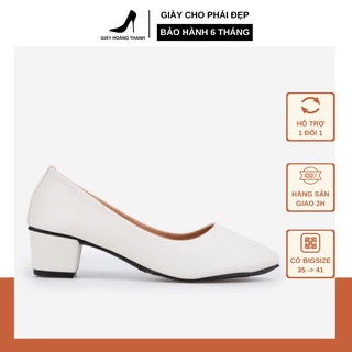 Giày Cao Gót Nữ Bigsize Công Sở Da Mềm Gót Vuông 3 Phân Đi Êm Chân. Giày Hoàng Thanh G2