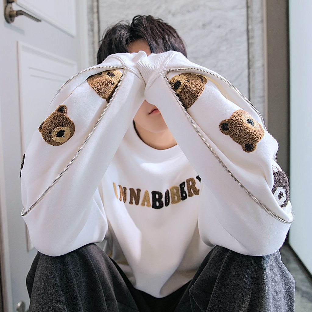 Áo Hoodie Dáng Rộng Có In Hình Gấu Thời Trang Cao Cấp Cho Nam