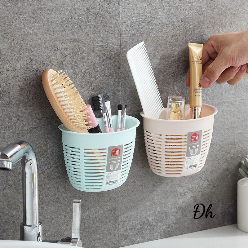 Giỏ nhựa dán tường tiện ích - Khay đựng mỹ phẩm đồ dùng văn phòng phẩm dụng cụ nhà tắm