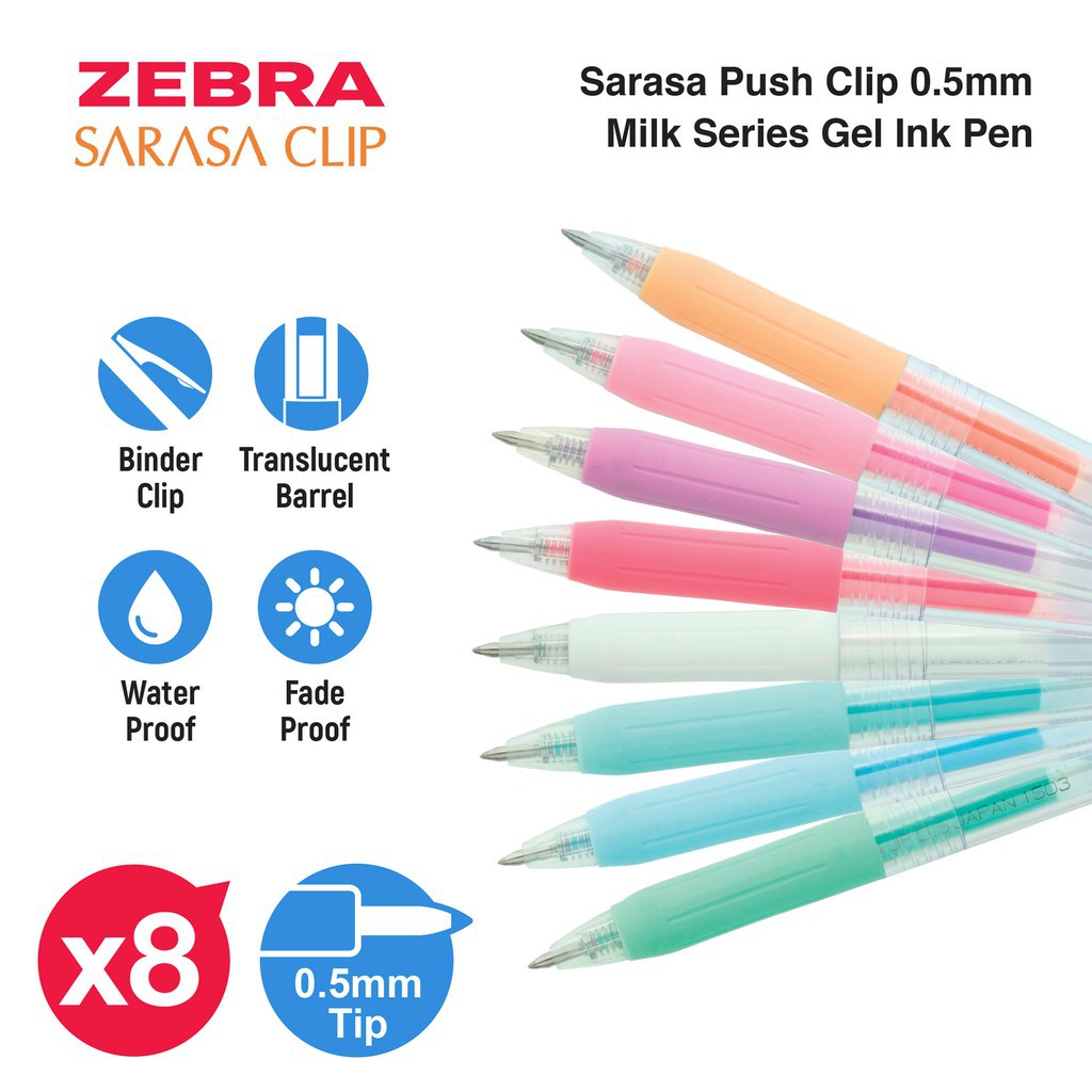 Bút bi gel Zebra Sarasa clip cỡ 05 - Milk colour