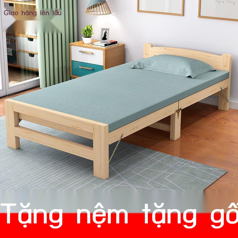 Giường gấp giường đơn cho người lớn đơn giản bằng gỗ chắc chắn giường nghỉ trưa cho trẻ em gia đình bằng gỗ ván sàn tiết