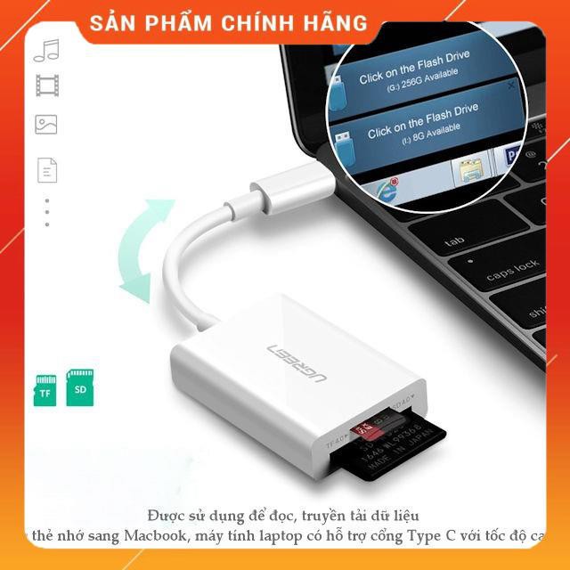 Đầu đọc thẻ TF/SD cổng USB type C gen 1 tốc độ 5Gbps 20Cm Ugreen 40380 dailyphukien