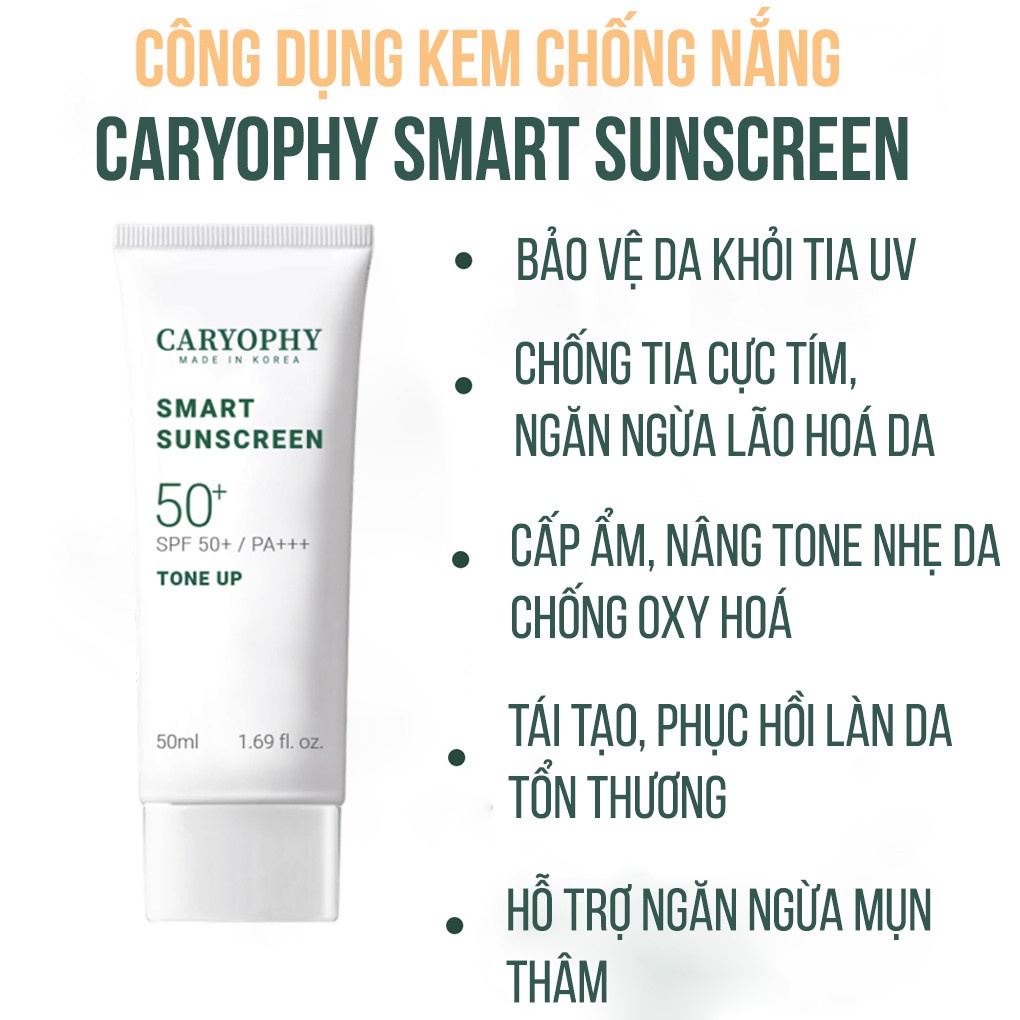 Kem chống nắng ngừa mụn, giúp giảm thâm, bảo vệ da khỏi tia UV Caryophy Smart Sunscreen 50ml