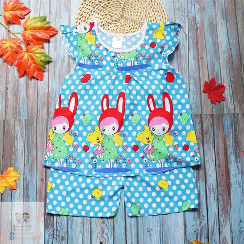 Bộ tole bé gái in bi thỏ cao cấp