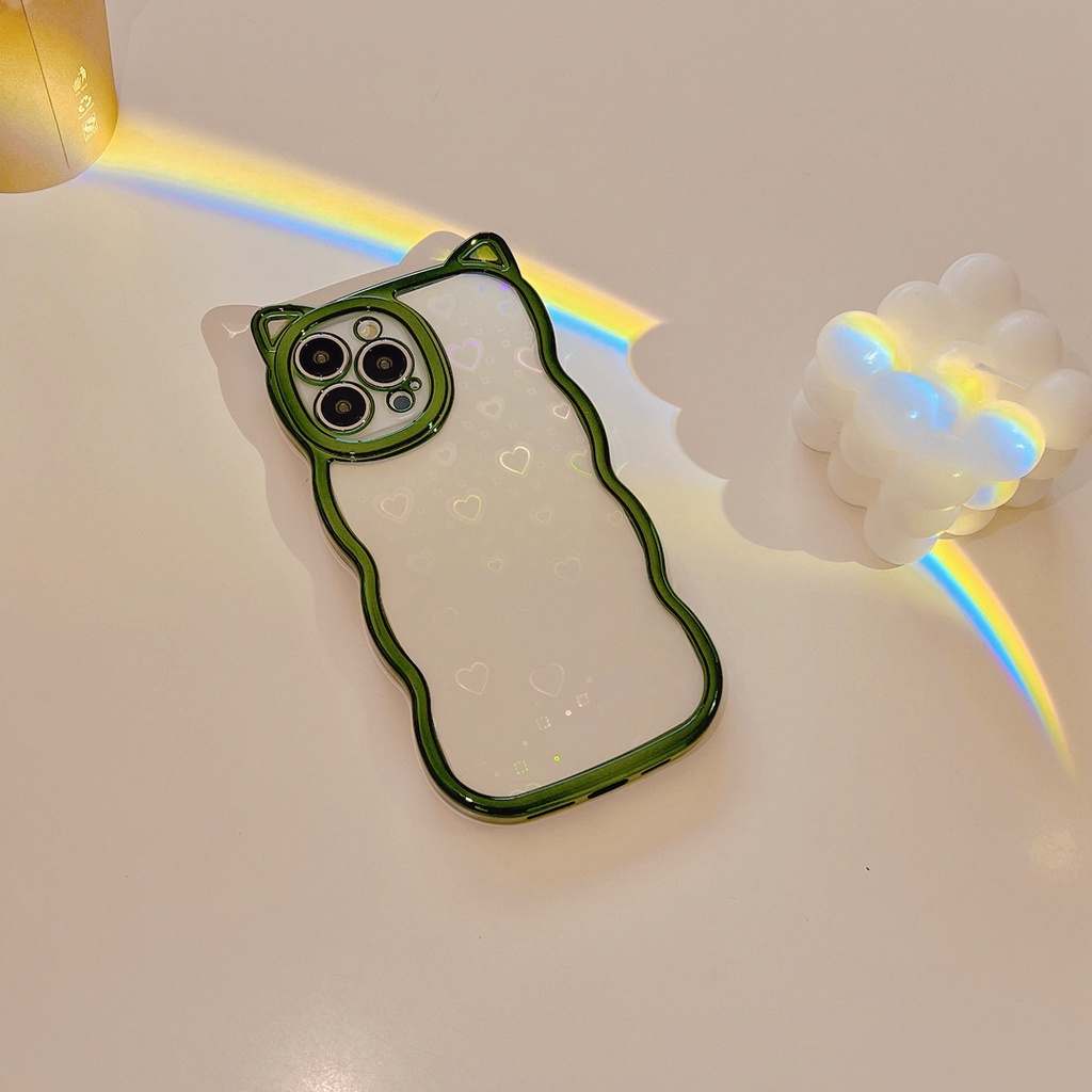Ốp Điện Thoại Trong Suốt Họa Tiết Tai Mèo Mạ Điện Cho iphone 13 pro max 12 pro max love 11 pro max xs Mềm