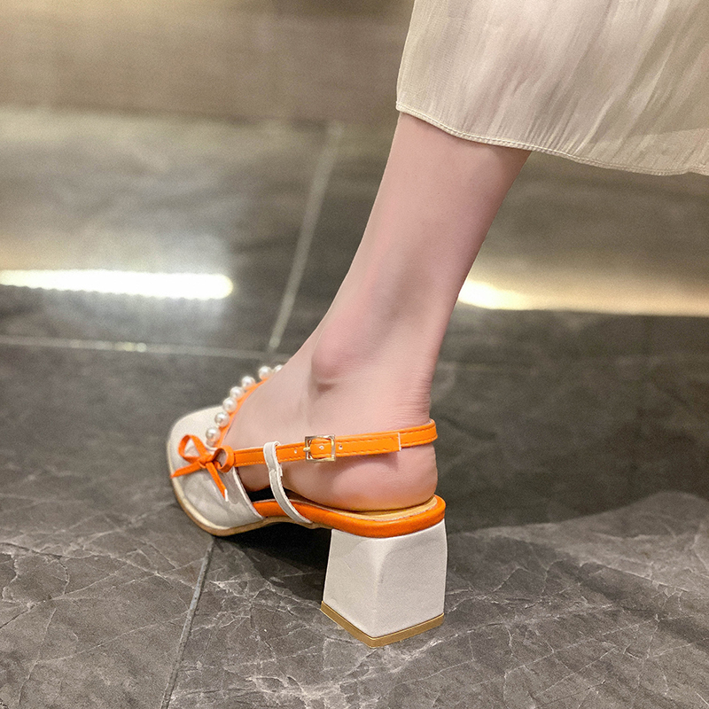 IELGY Baotou closed toes fairy style buckle bow sandals women