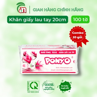 Combo 10 gói khăn giấy rút lau tay ponyo - khăn giấy khô xốp, dai, 2 lớp gói 100 tờ khổ 19x20cm - thiên an nam paper