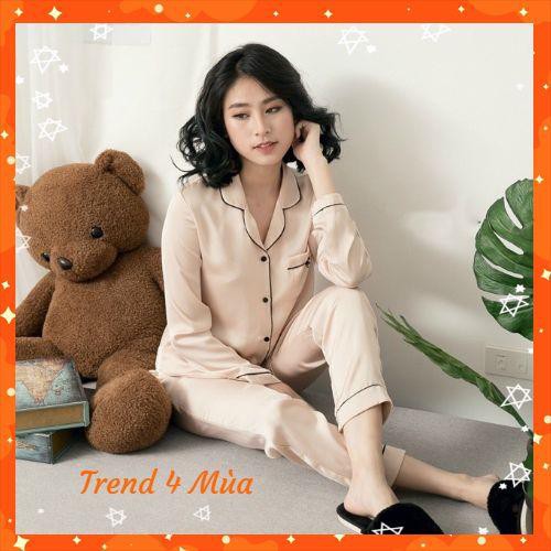 Đồ bộ pijama nữ mặc nhà cute tay dài quần dài mặc ngủ trơn dễ thương D493