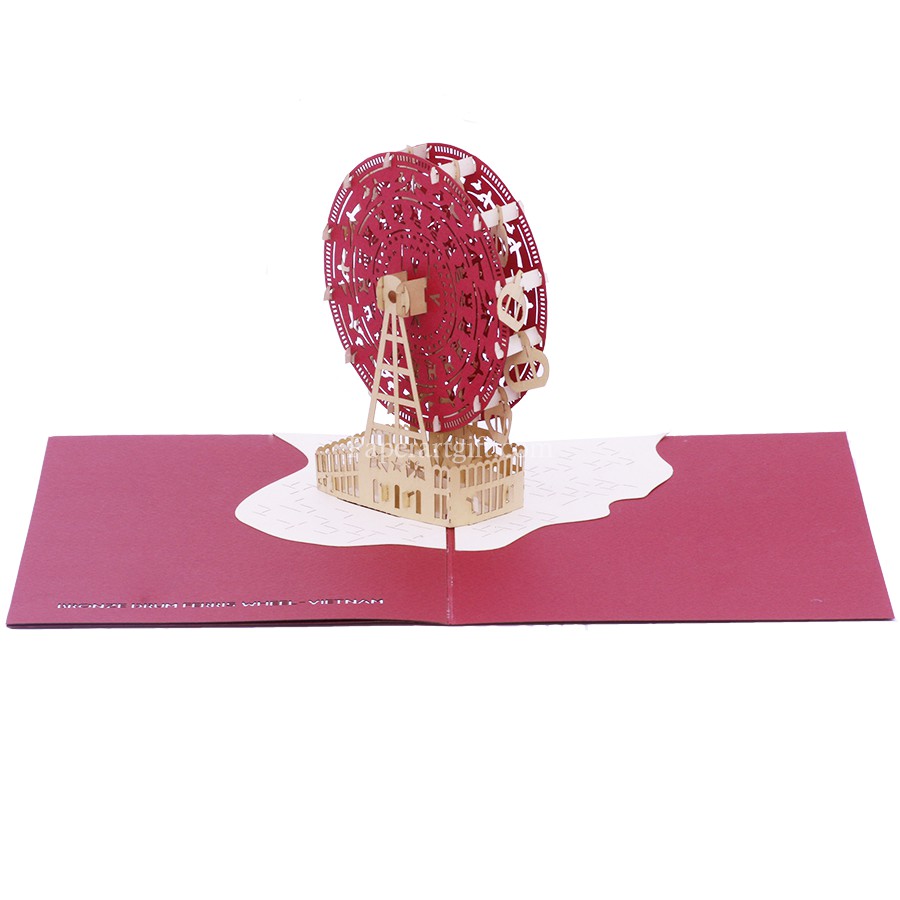 Thiệp nổi 3D Đu Quay Trống Đồng, thiệp Việt Nam, thiệp chúc mừng, thiệp 3d, thiệp pop up - Paper Art Gift - PNP118