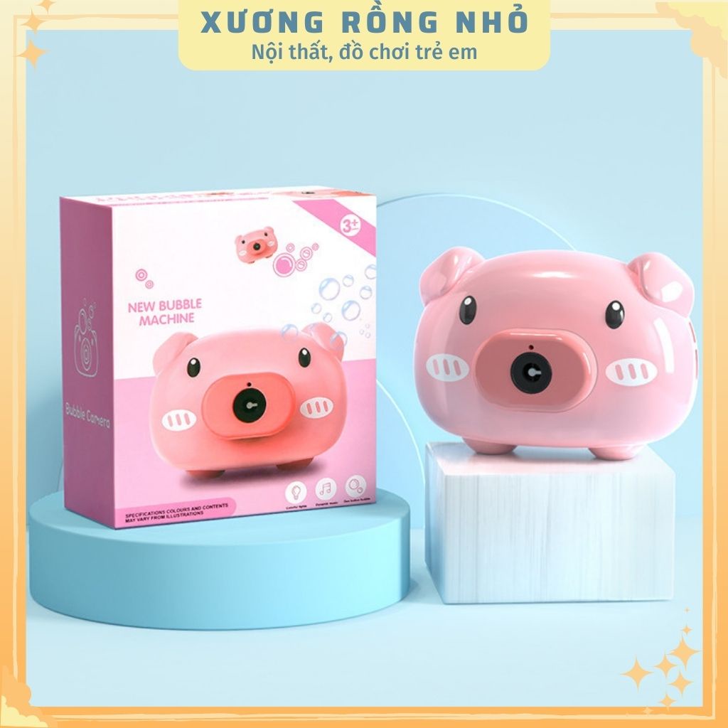 Máy chụp ảnh bắn bong bóng - Máy chụp hình chú heo dễ thương bắng bong bóng xà phòng cho bé - Xương Rồng Nhỏ