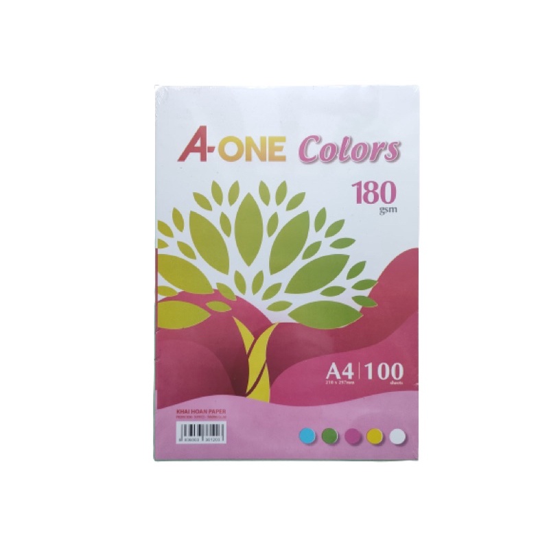 Bìa Thái A-One A4 180gr 1 xấp/100 tờ - nhiều màu