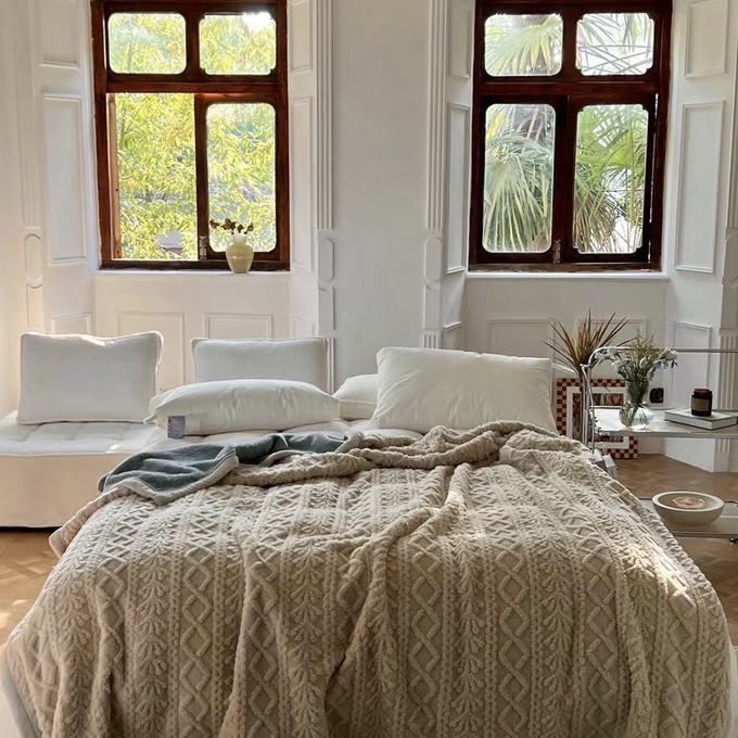 Chăn Lông Cừu , Chăn 𝓦𝓪𝓻𝓶 𝓫𝓵𝓪𝓷𝓴𝓮𝓽 Vặn Thừng 2M*2M3 Trơn Màu Cho Mùa Đông Ấm Áp