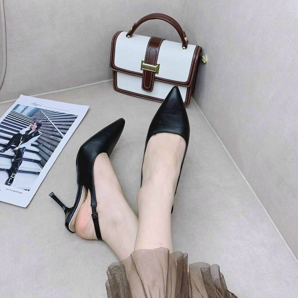 ẢNH THẬT GIÀY CAO GÓT NỮ TRƠN MŨI NHỌN GÓT ĐŨA CAO 7P