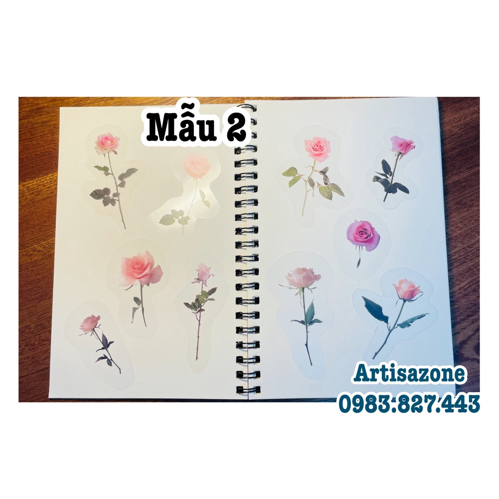 Sticker trong hoa lá mini - Hình dán trang trí - Túi 10 chiếc