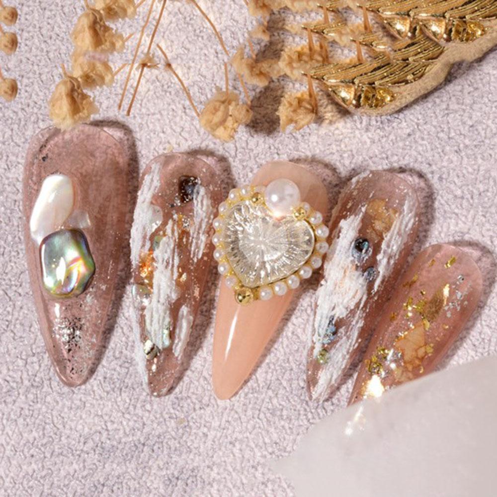 OCEANMAP Phụ Kiện Đính Trang Trí Móng Tay Hình Trái Tim Dập Nổi Thời Trang