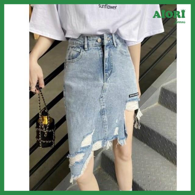 Váy Jean Nữ - Chân Váy Denim Chữ A Lưng Cao Ôm Dáng Xinh Xắn Theo Phong Cách Hàn Quốc