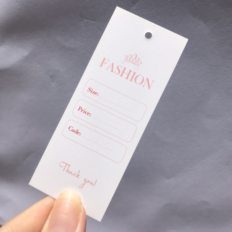 NHÃN MÁC TAG QUẦN ÁO giúp nâng cao thương hiệu quần áo - Giấy bìa cứng cán màng sang trọng 100 cái mẫu 04