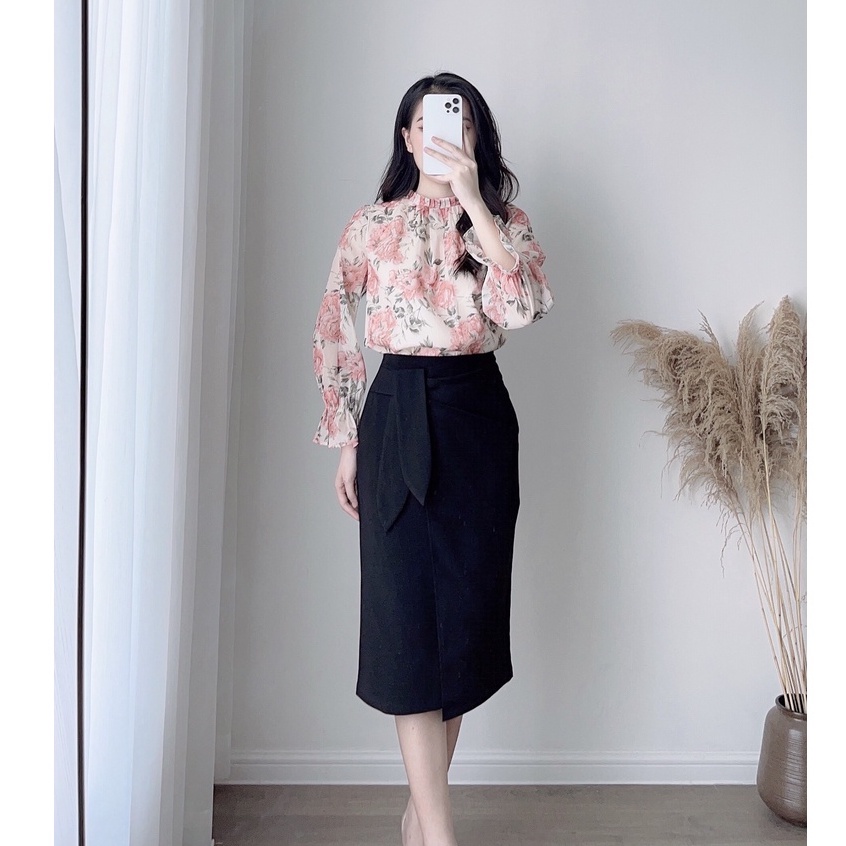 Chân Váy Công Sở Dáng Dài Phối Nơ Tai Thỏ Zym's House - K73