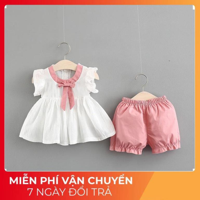 Bộ size nhí bé gái xinh xắn, tay cánh tiên thắt nơ - HG051