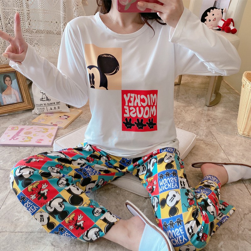 Bộ đồ ngủ dài tay họa tiết nhân vật hoạt hình dễ thương BD04 | BigBuy360 - bigbuy360.vn