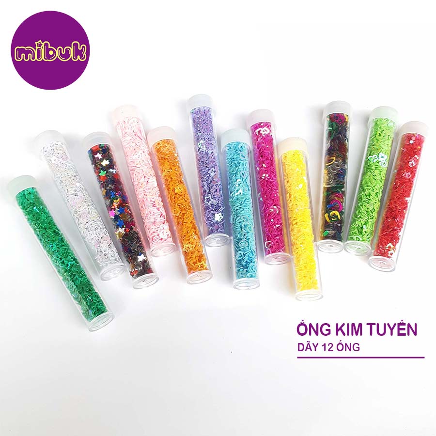 Kim tuyến trang trí dây 12 ống màu/dạ quang/hình