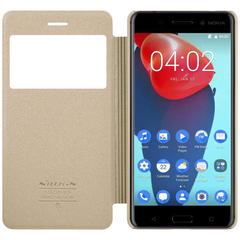 Bao Da Nillkin Nắp Lật Màu Vàng Kim Cho Nokia 6