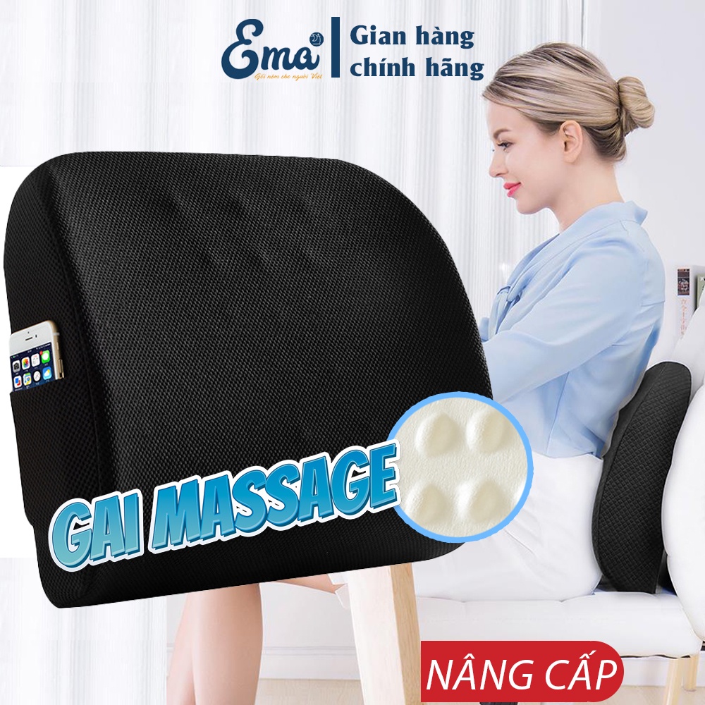 Bộ gối tựa lưng có gai massage &amp; đệm lót mông ghế văn phòng 3D Silicon SP05 EMA