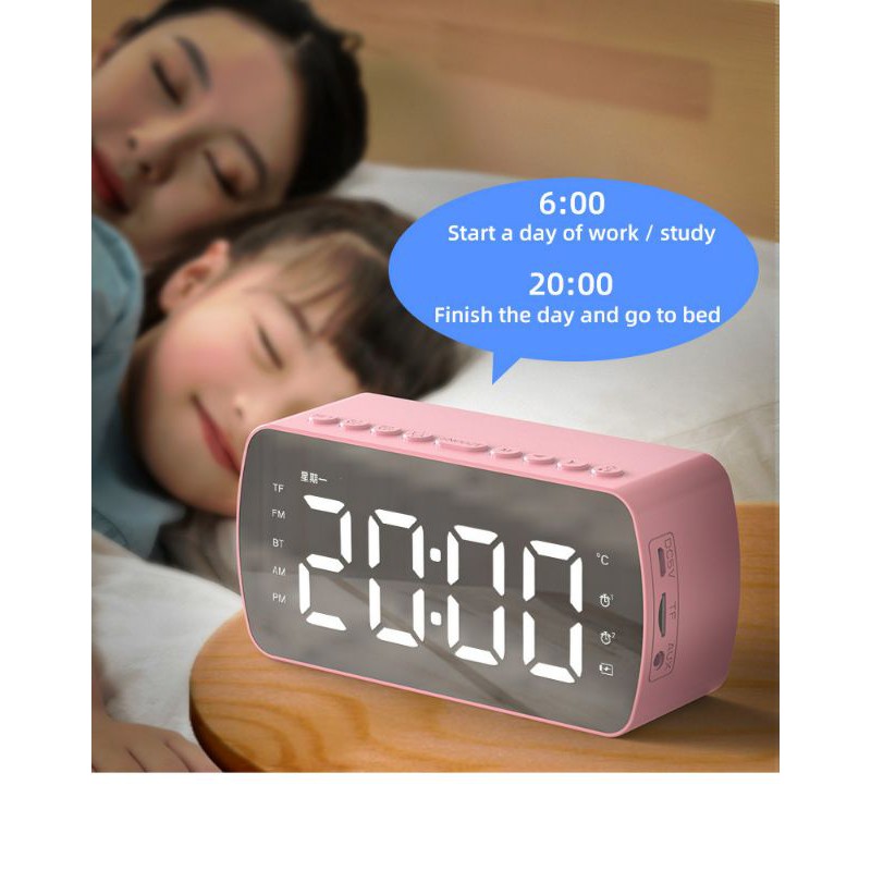 Loa Bluetooth G10 mặt gương hiển thị LED- Loa Bluetooth- Đài FM- Đồng Hồ Báo Thức