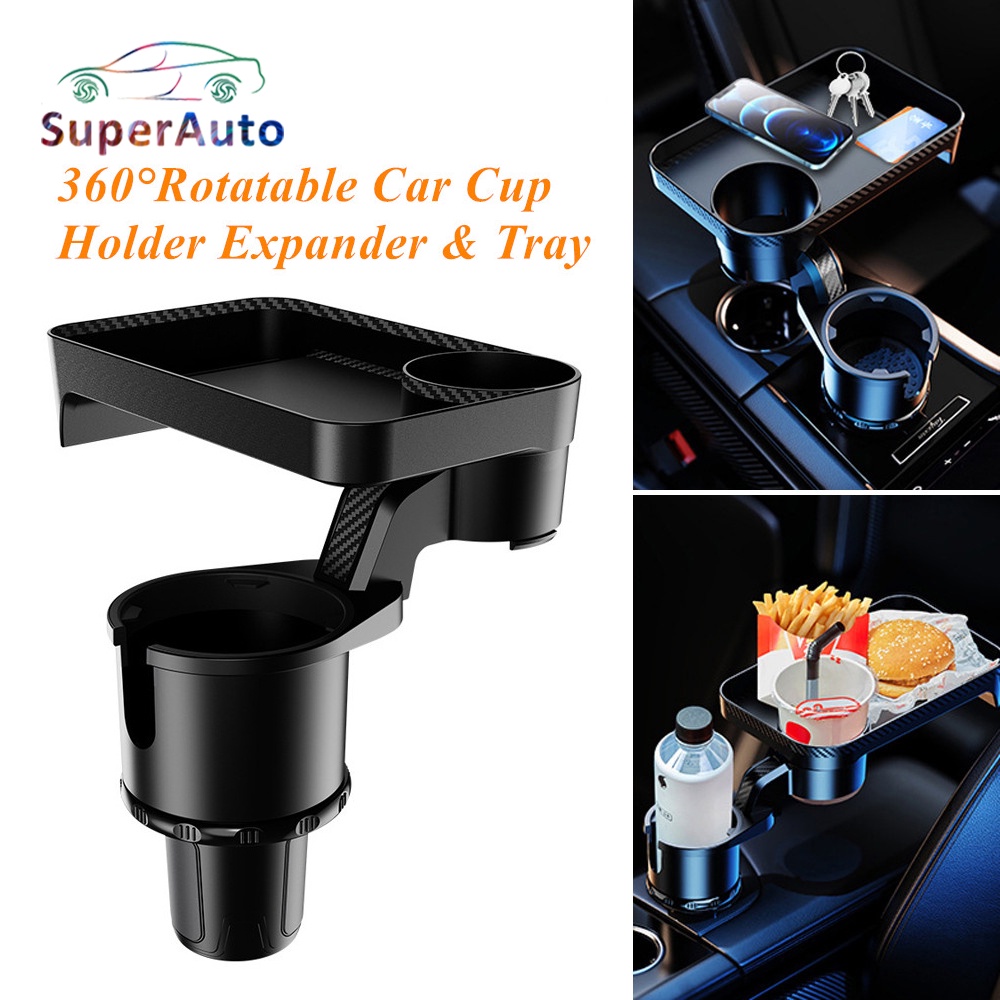 SuperAuto Giá Đỡ Cốc Nước Xoay 360 Độ Cho Xe Hơi°Giá Đỡ Điện Thoại Xoay Tròn Gắn Lỗ Thông Gió Xe Hơi