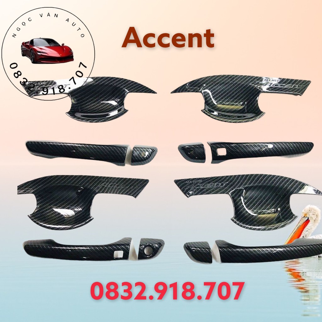 Ốp tay nắm, hõm cửa Accent 2018 - 2022 vân Carbon