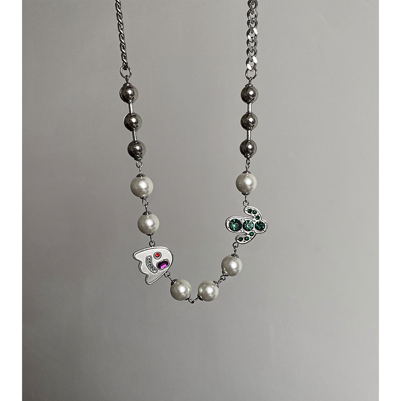 Vòng Cổ Xương Rồng Ác Quỷ 191039Vòng Cổ Chuỗi Ngọc Trai Phong Cách Hip Hop Cá Tính Dễ Phối Đồ