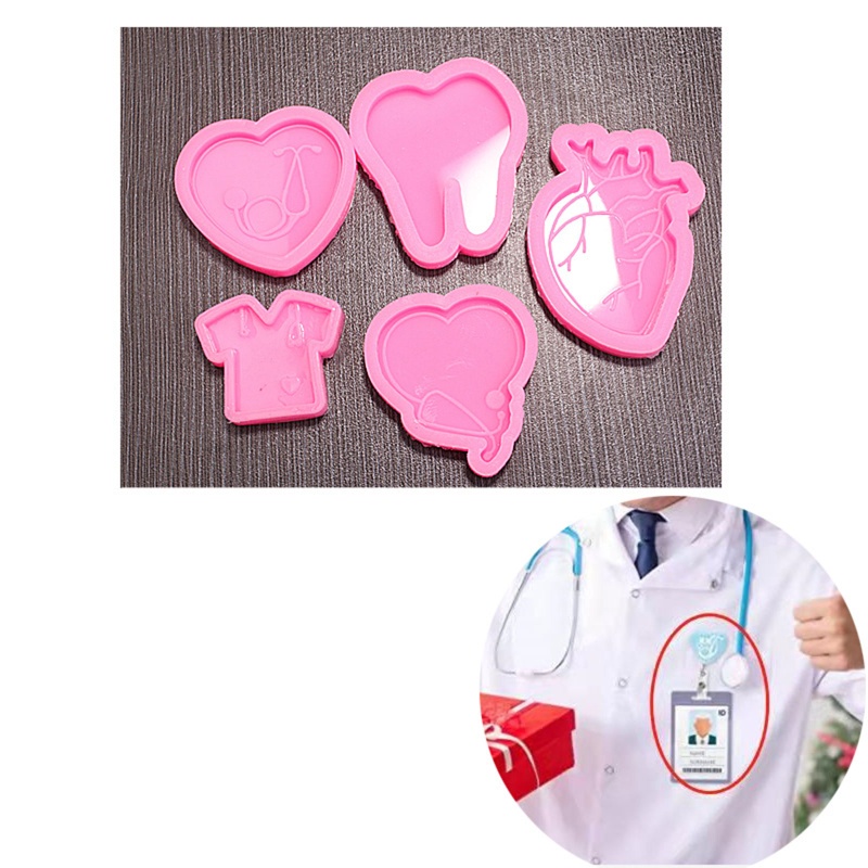 Set 5 Khuôn Silicone Làm Bánh Hình Gương Cho Bác Sĩ / Y Tá Diy