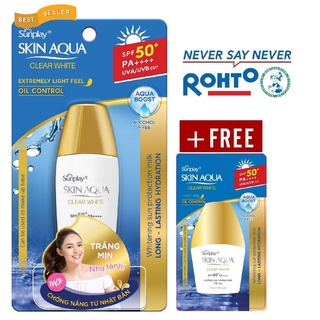 Sữa chống nắng hằng ngày dưỡng trắng Sunplay Skin Aqua Clear White SPF 50+ PA++++ 25g + Tặng Sữa chống nắng Skin Aqua 5g