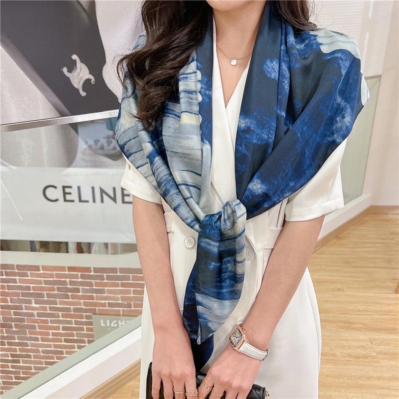 Khăn turban lụa vuông choàng cổ thanh lịch size 108x108cm nhiều mẫu