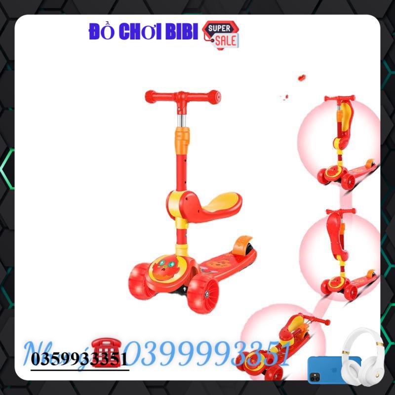 Xe trượt scooter FREESHIP đa năng phát sáng cho bé từ 2 đến 8 tuổi - Xe thăng bằng có nhạc, ghế nhún cho trẻ